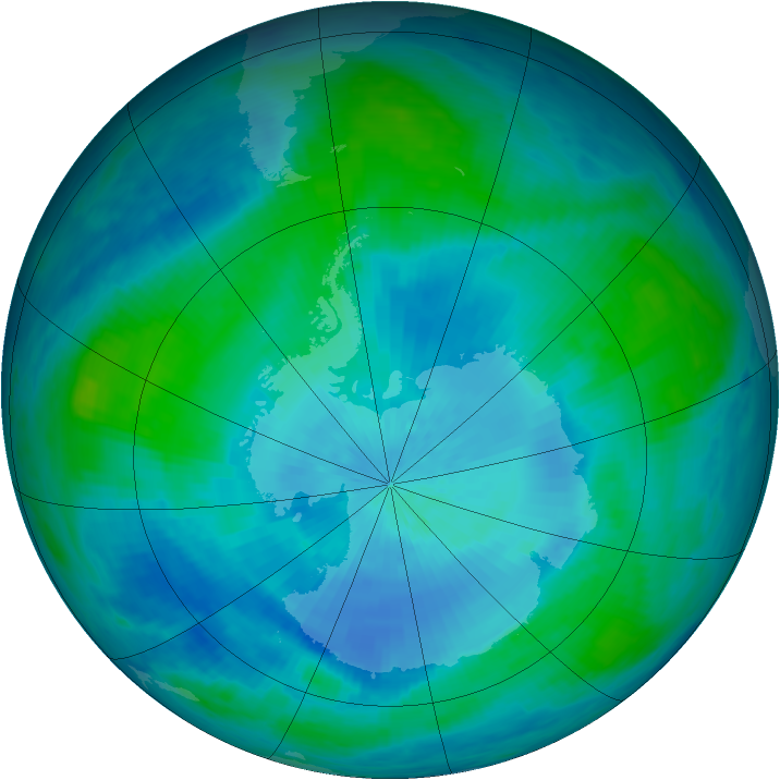 Antarctic ozone map for 20 February 1986